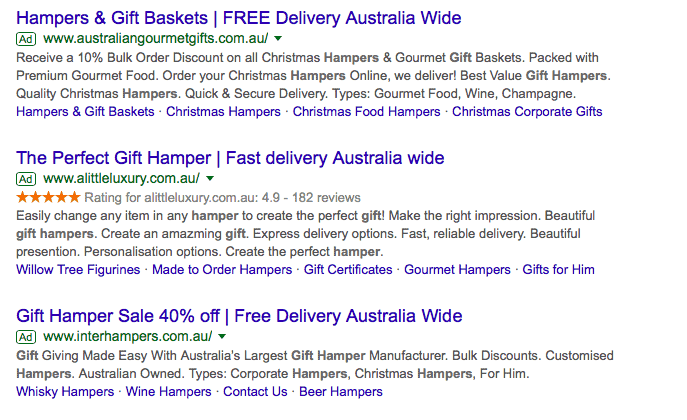 Google SERP results