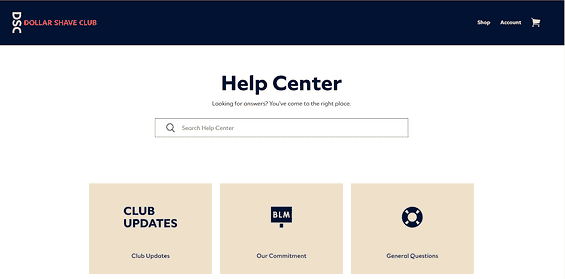 Image showing an example of faq's from dollar shave club